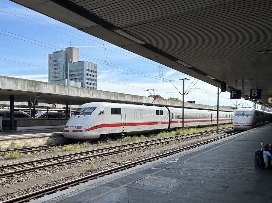 Deutsche Bahn train on train tracks